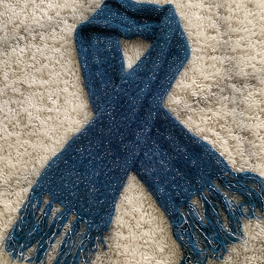 Brand new, soft, blue and white scarf, never worn